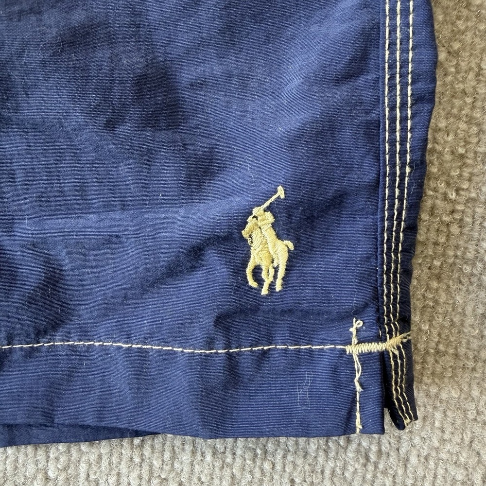 Polo Ralph Lauren Blue Swim Trunks Men's Large Yellow Pony Beach Board Shorts - Picture 5 of 7